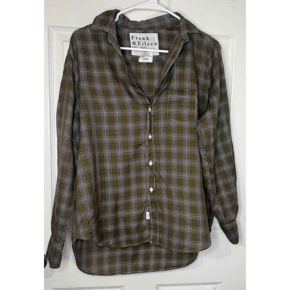Frank & Eileen Eileen Plaid Button Up Womens Small Quiet Luxury Casual - Picture 2 of 8